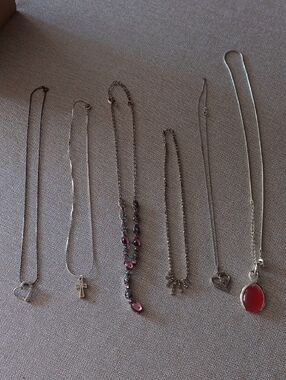 Silvertone Red Gemstone Pendant Necklace - Elegant Women's Jewelry